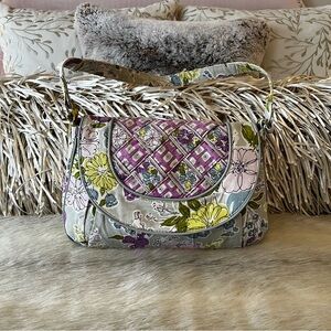 Vera Bradley Floral Shoulder Bag - Purple, Green, Gray